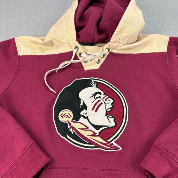 Florida State Seminoles Hoodie Mens Medium Red Pullover Embroidered Sweatshirt - Picture 2 of 11